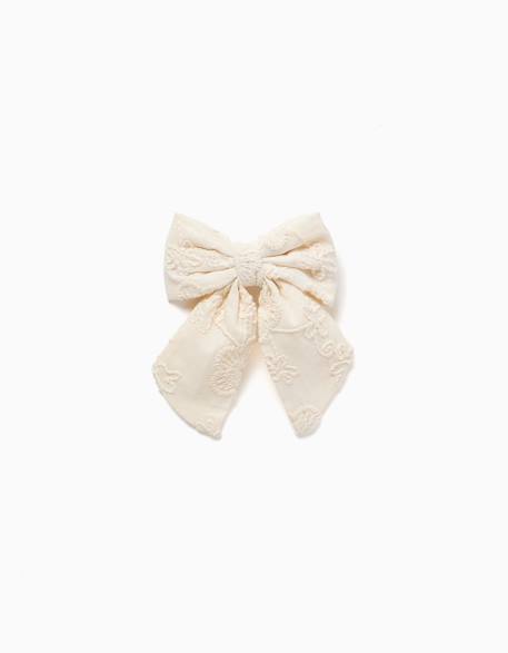 Fille-Barrette avec nœud et broderie