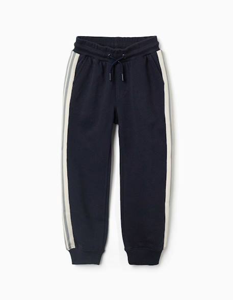 Garçon-Pantalon de jogging en coton avec bande à rayures