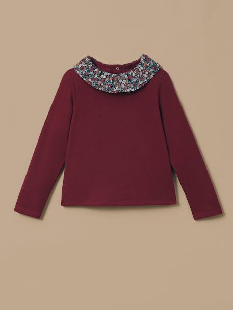 Fille-T-shirt, sous-pull-T-shirt col tissu liberty fille