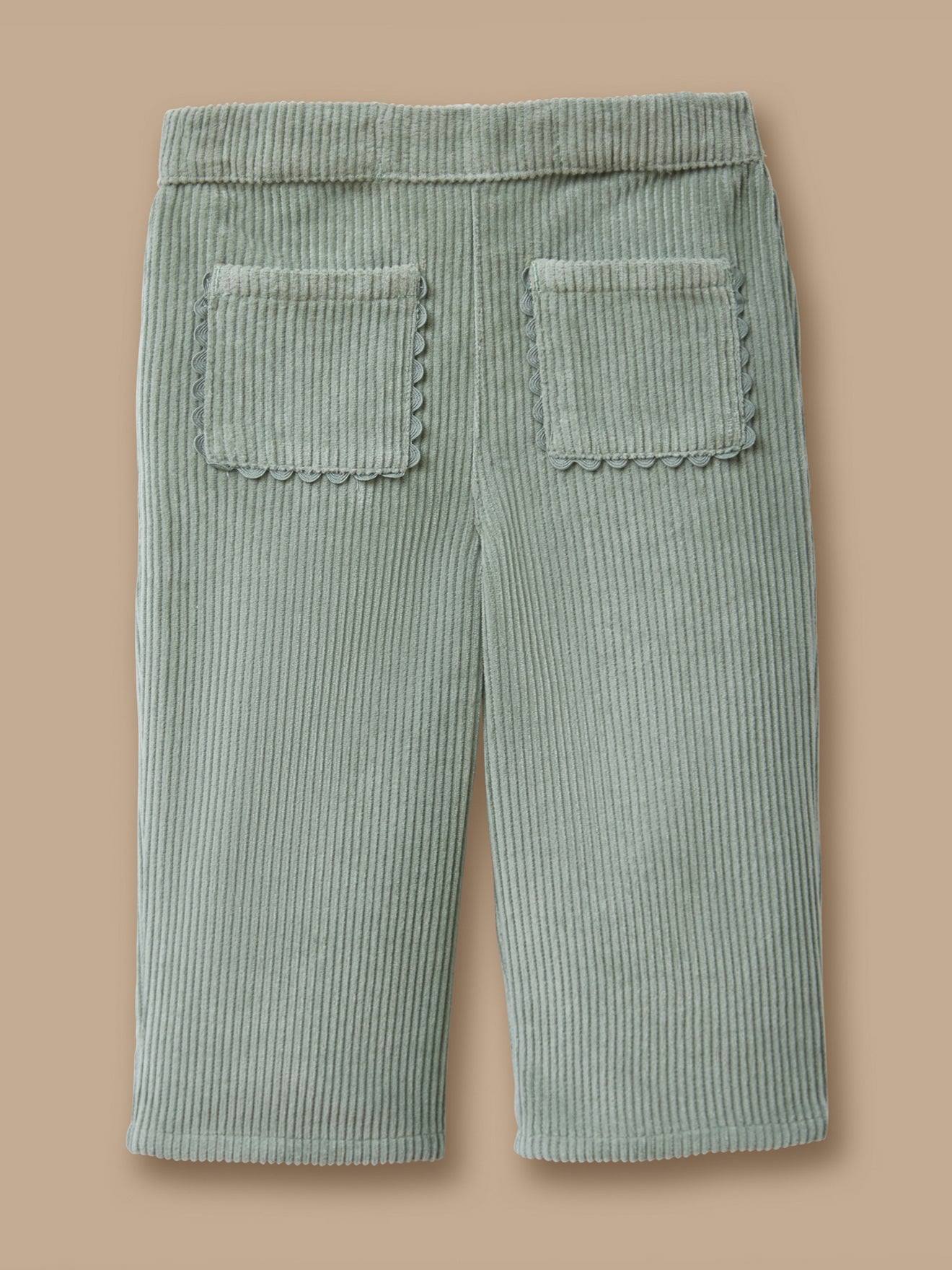 Pantalon En Velours Festonné Bébé Vert Pastel