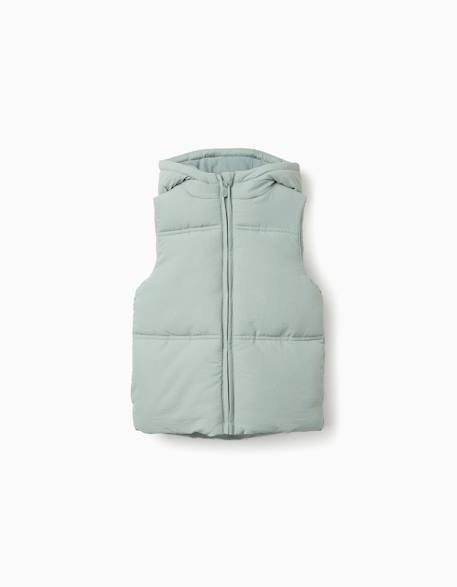 Fille-Manteau-Doudoune sans manches avec capuche et doublure en polaire