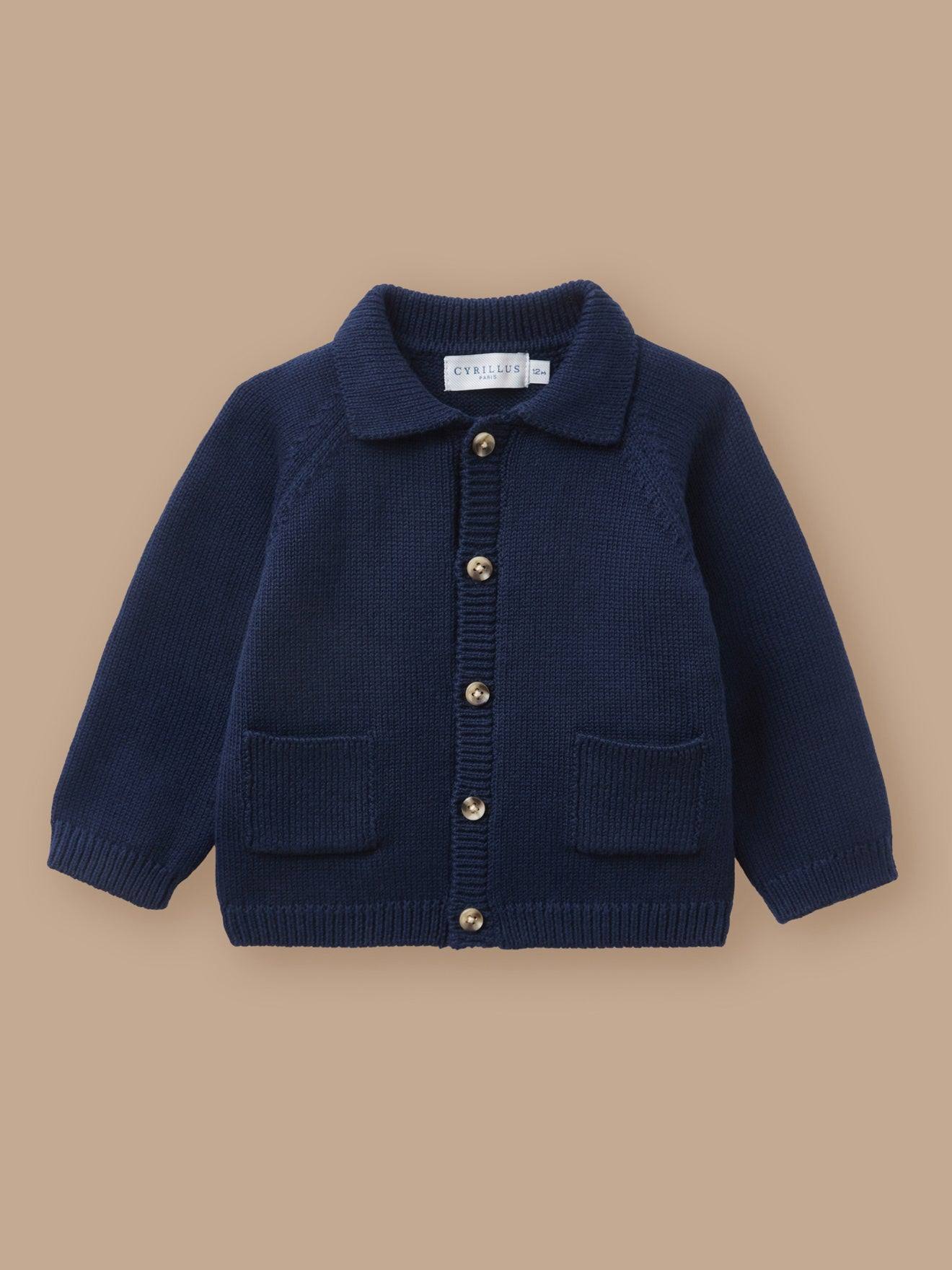 Cardigan Col Polo Bébé Marine