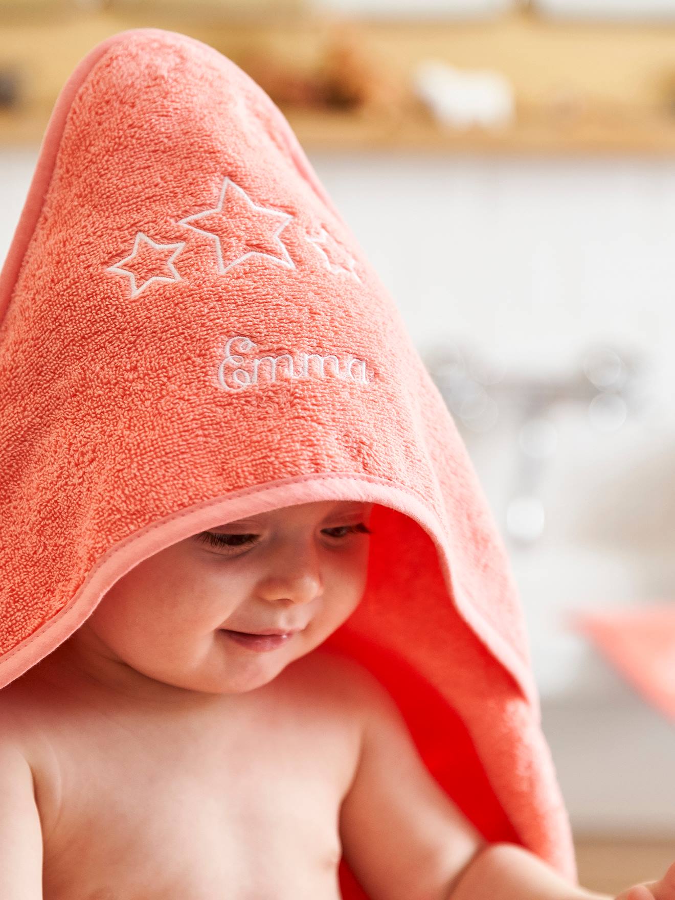 Cape De Bain Gant Oeko Tex Coral Vertbaudet