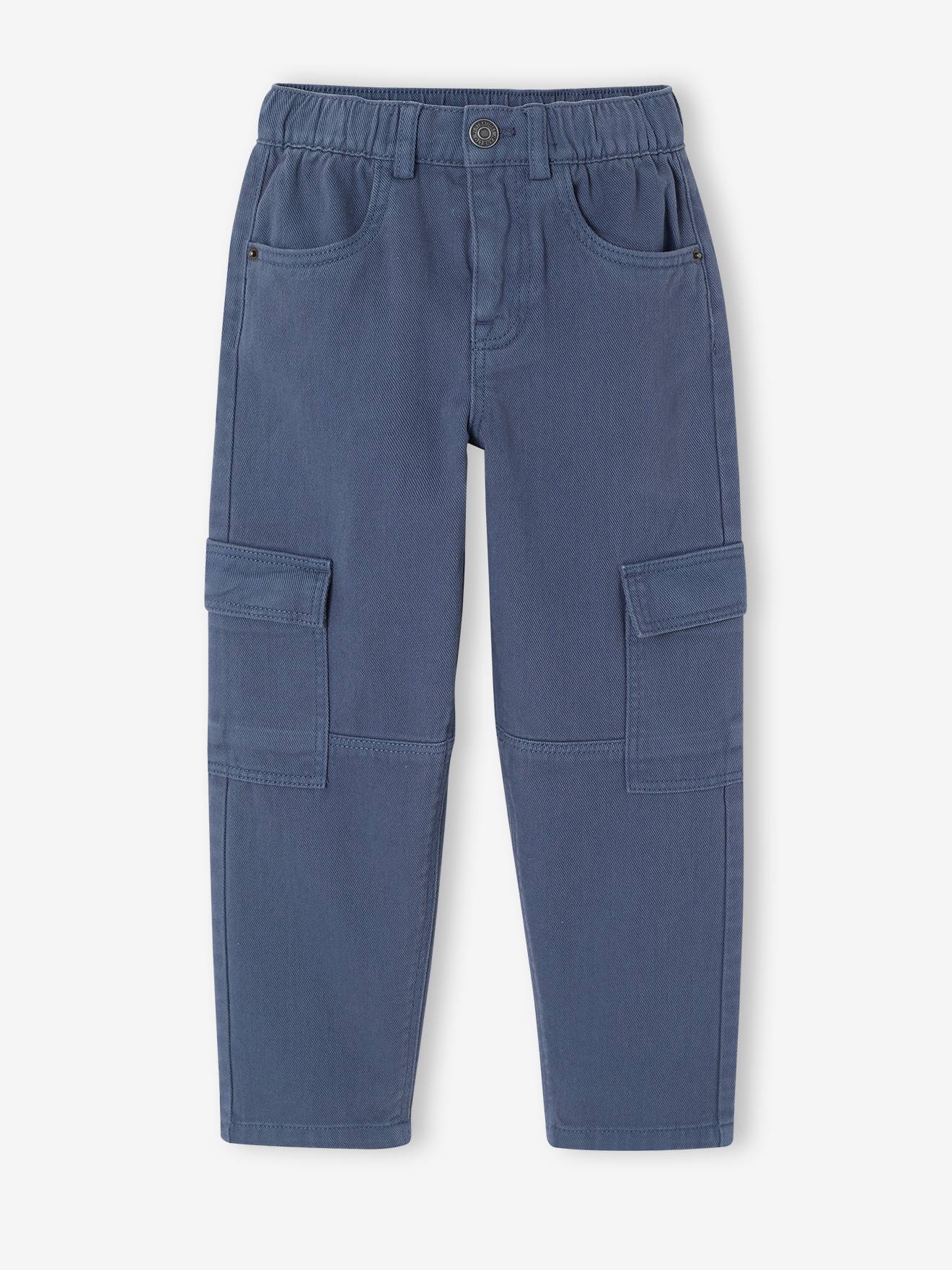 Pantalon cargo morphologie fin bleu jean