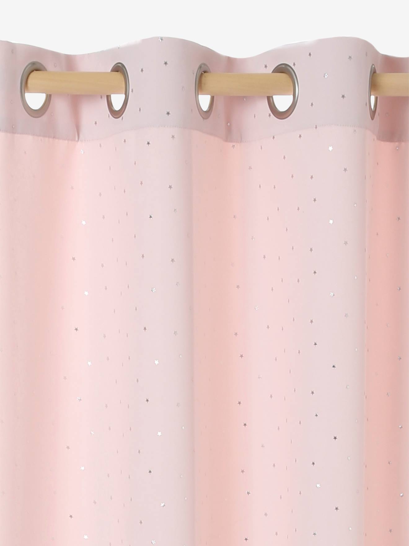 Rideau à œillets tamisant imprimé étoile rose imprimé étoiles