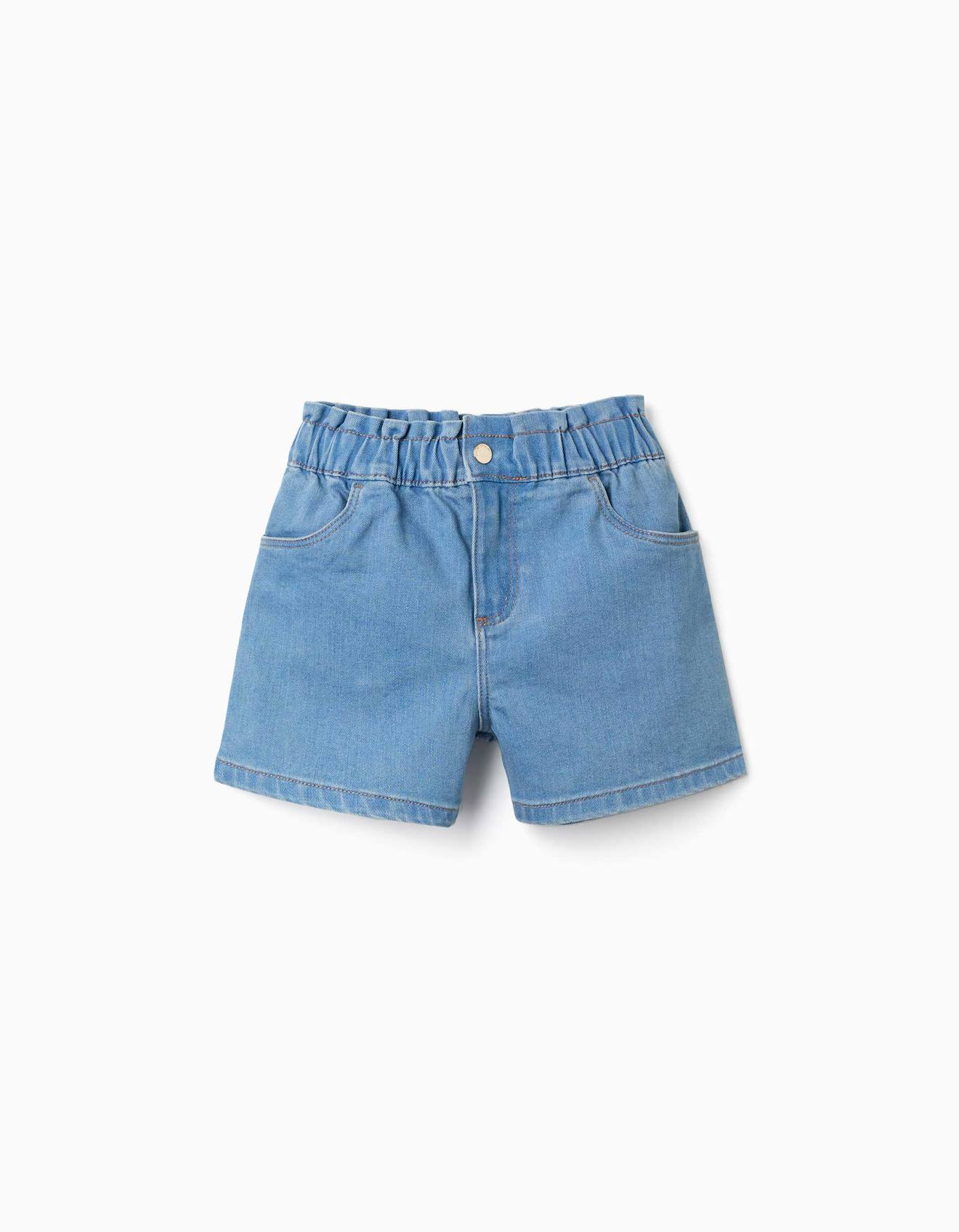 Short En Jean Avec Taille Paperbag Bleu Clair Short En Jean Avec Taille Paperbag Bleu Clair