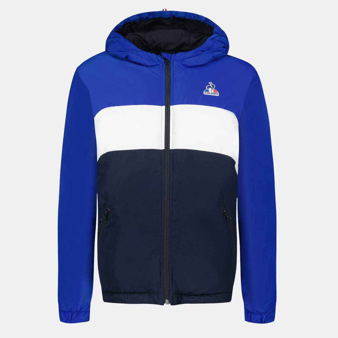 Doudoune À Capuche Déperlante Essentiel Tricolore Blue