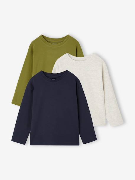 Lot de 3 T-shirts manches longues garçon bleu roi+vert 7 - vertbaudet enfant 