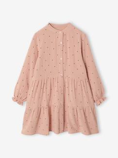 -Robe fille en gaze de coton imprimée pois irisés