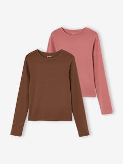 -Lot de 2 T-shirts cropped manches longues fille