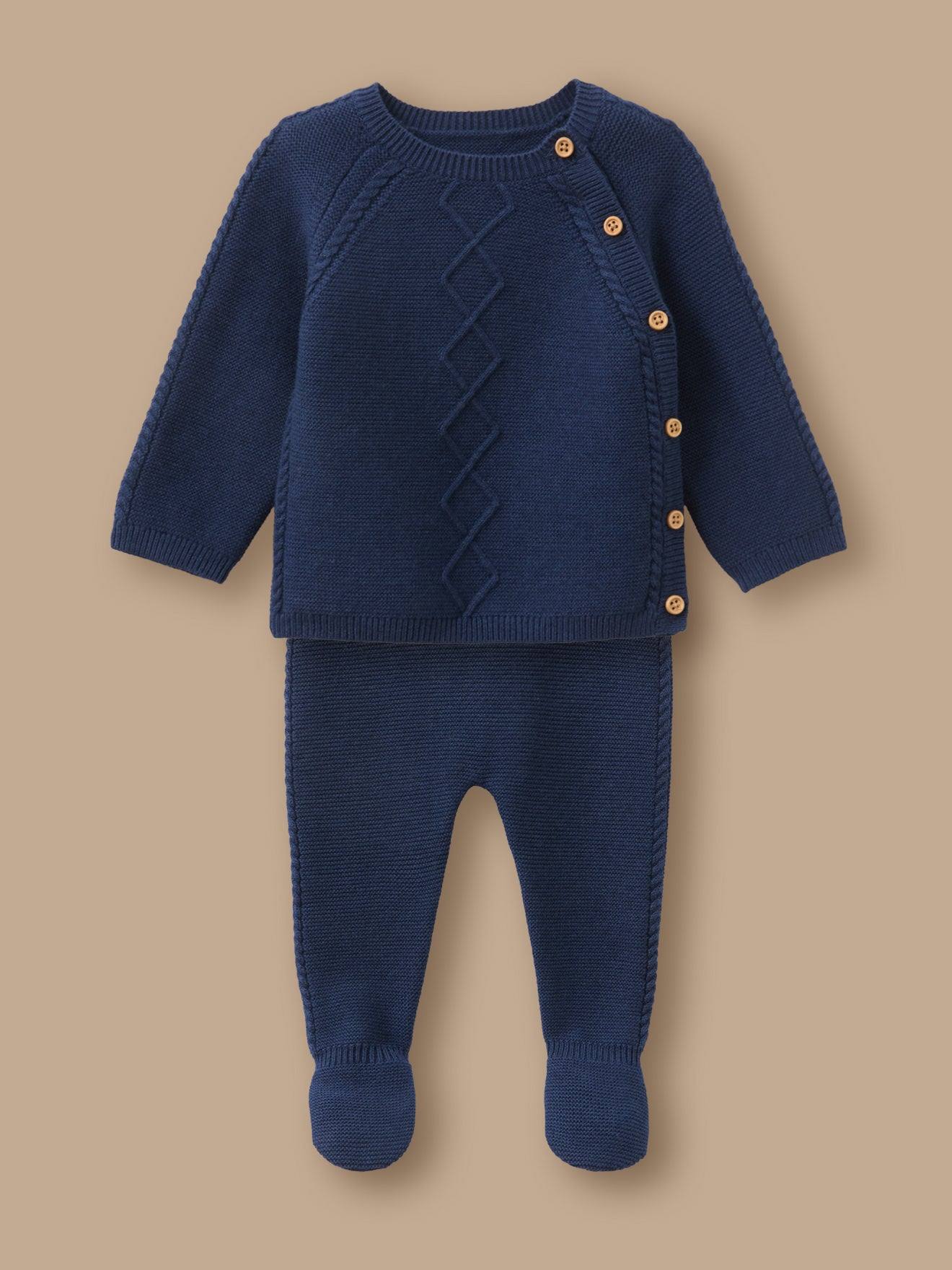 Ensemble Naissance - Coton Biologique Et Laine Ardoise