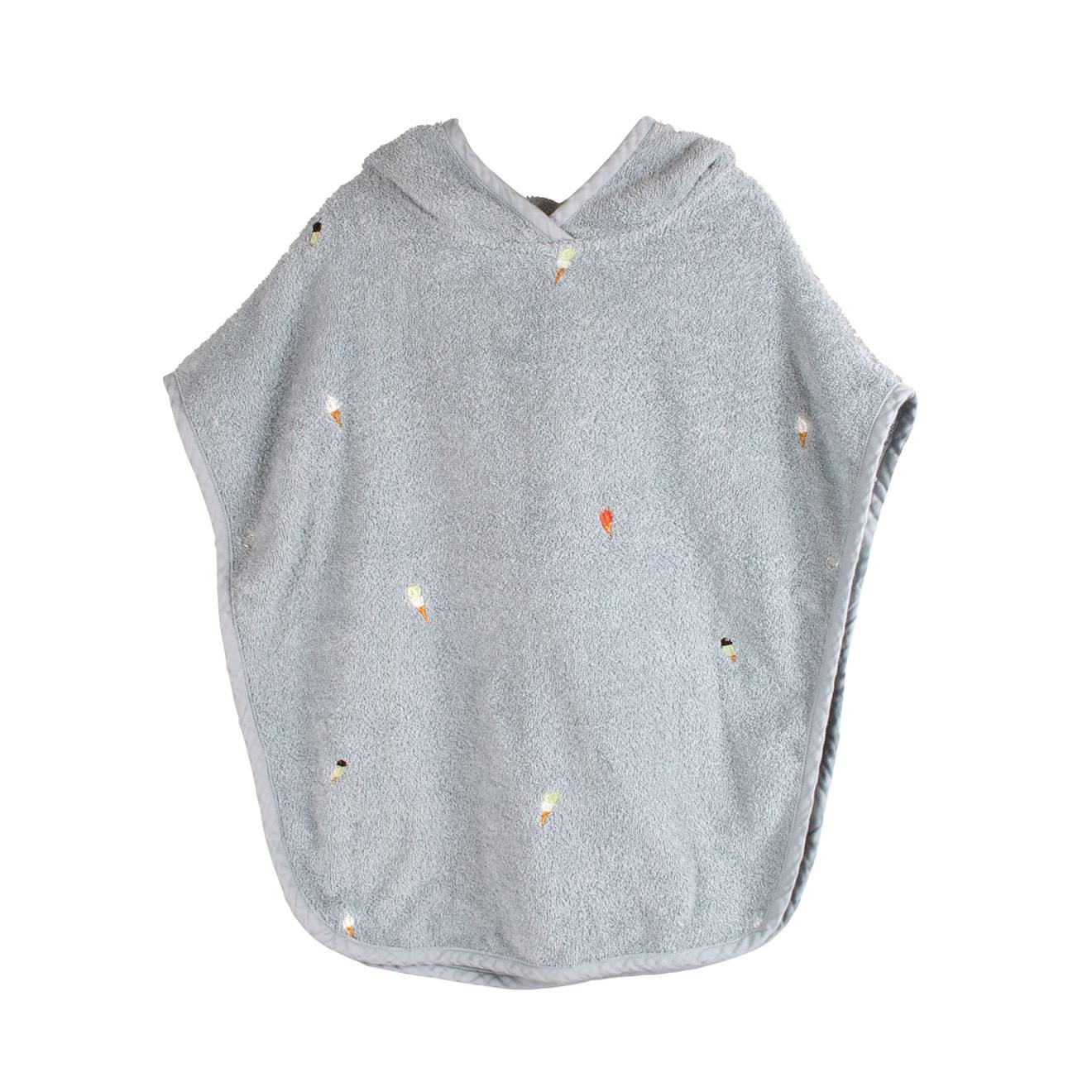 Poncho De Plage En Coton Bleu