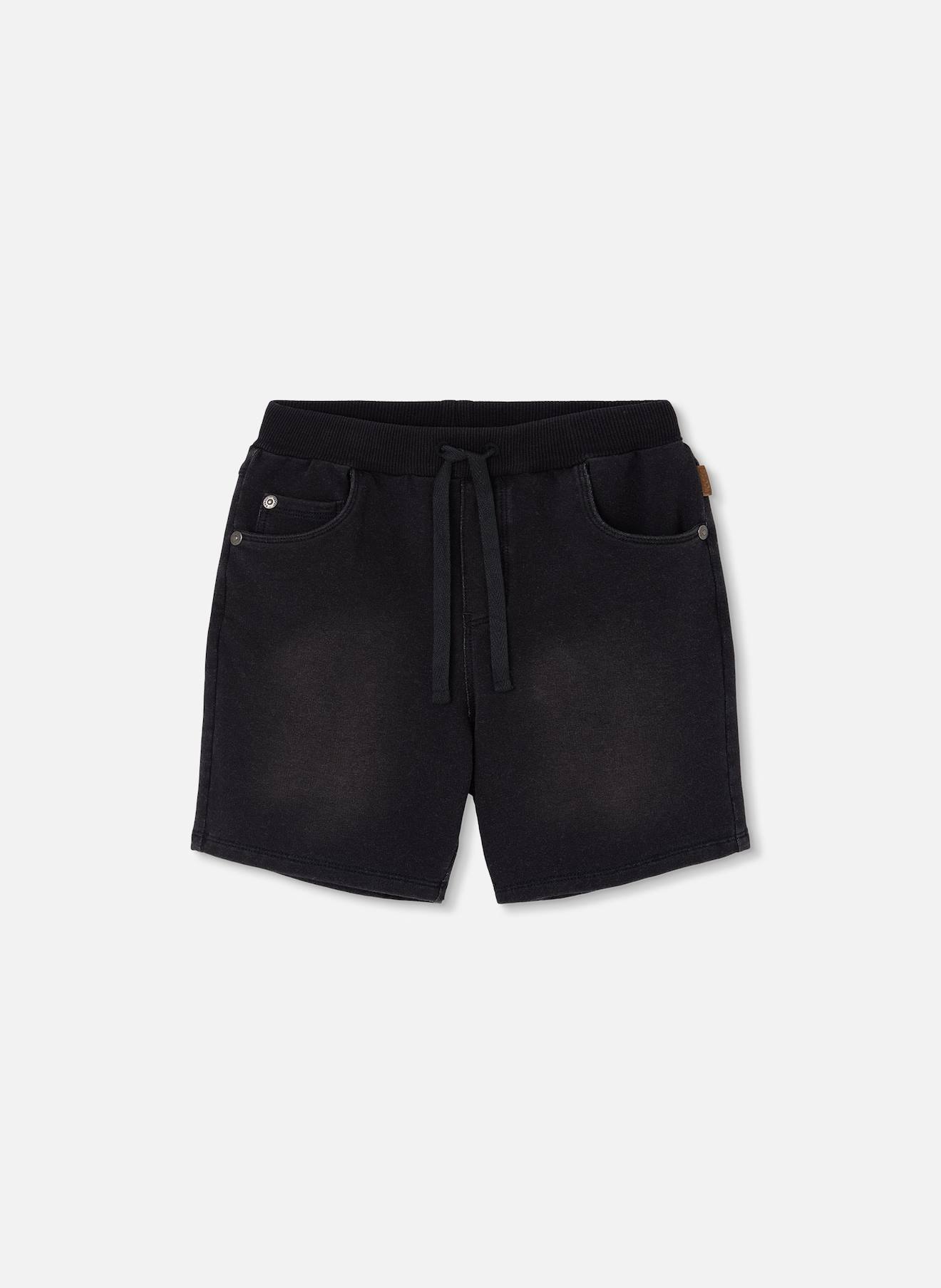 Short Garçon Denim Avec Cordon Noir