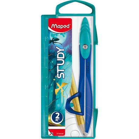 Fille-Accessoires-Fourniture scolaire-stylo, règle, ciseaux-Compas study dragon bague universelle