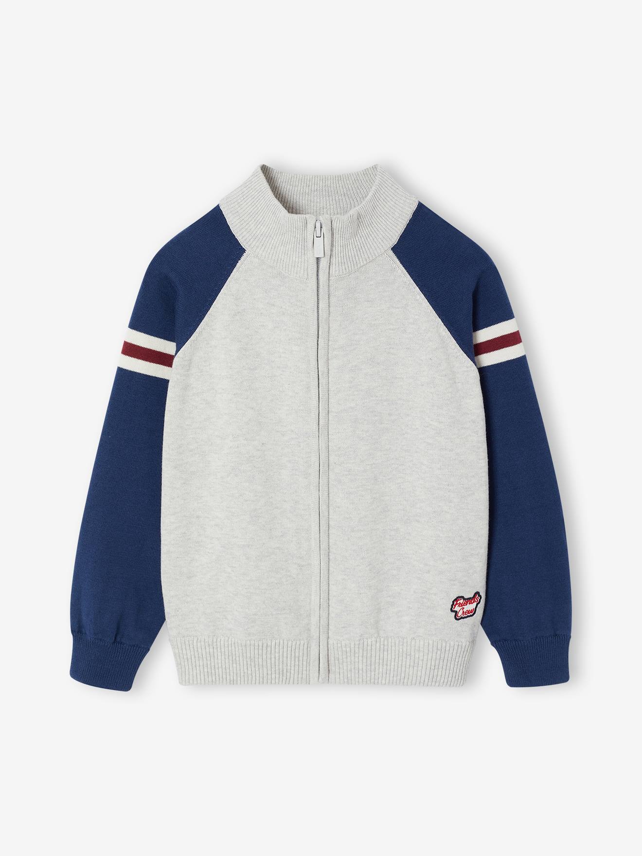 Gilet zippé col montant enfant garçon gris chiné