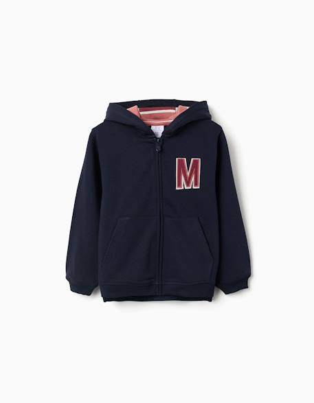 Fille-Pull, gilet, sweat-Gilet-Sweat zippé en molleton à capuche avec m brodé