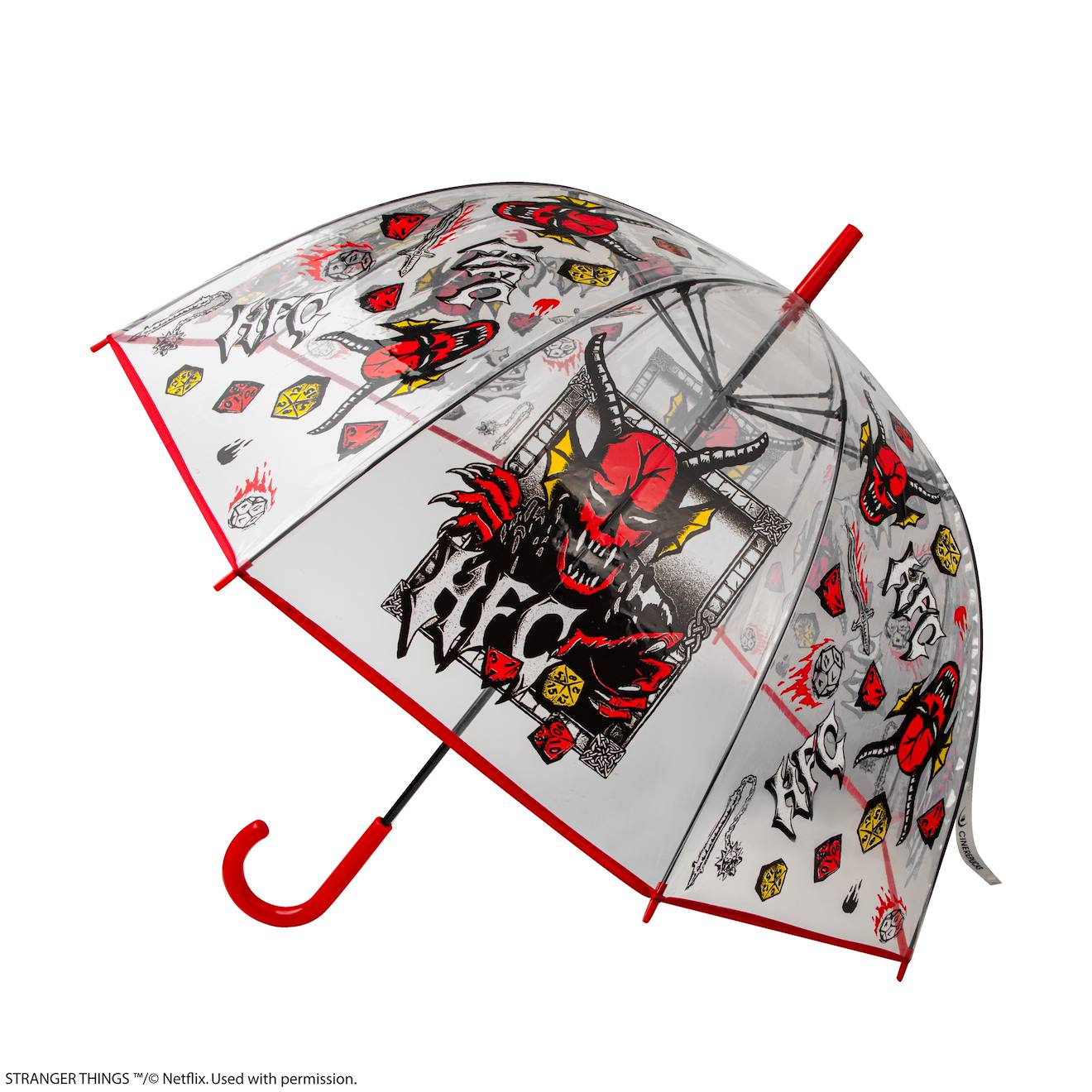 Parapluie Transparent Hellfire Club - Stranger Things Rouge