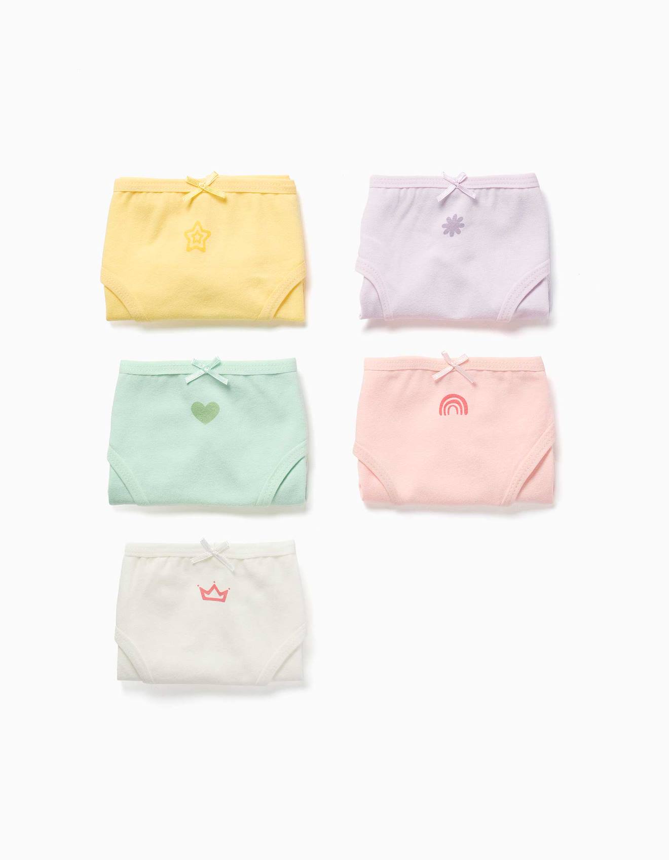 Lot De 5 Culottes En Coton À Imprimés Et Nœuds Multicolore