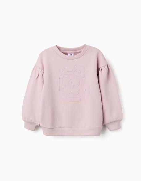 Fille-Sweat en coton avec fleurs brodées