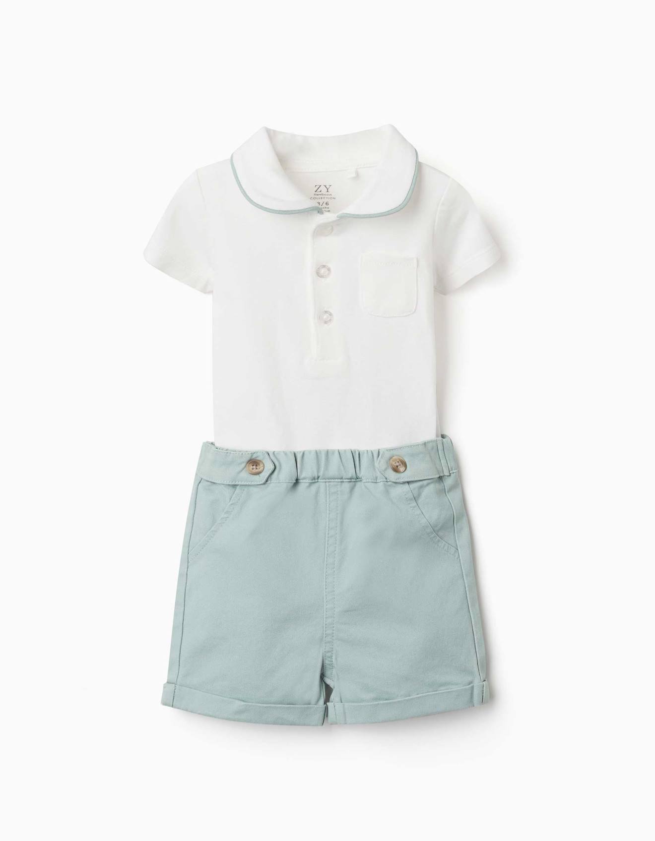 Ensemble Body Et Short En Coton Vert Clair