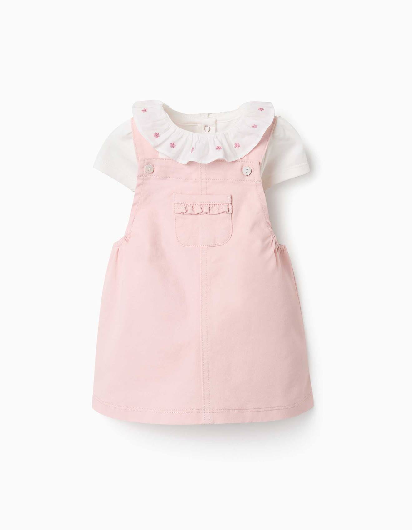 Body En Coton Et Robe Chasuble En Sergé Rose