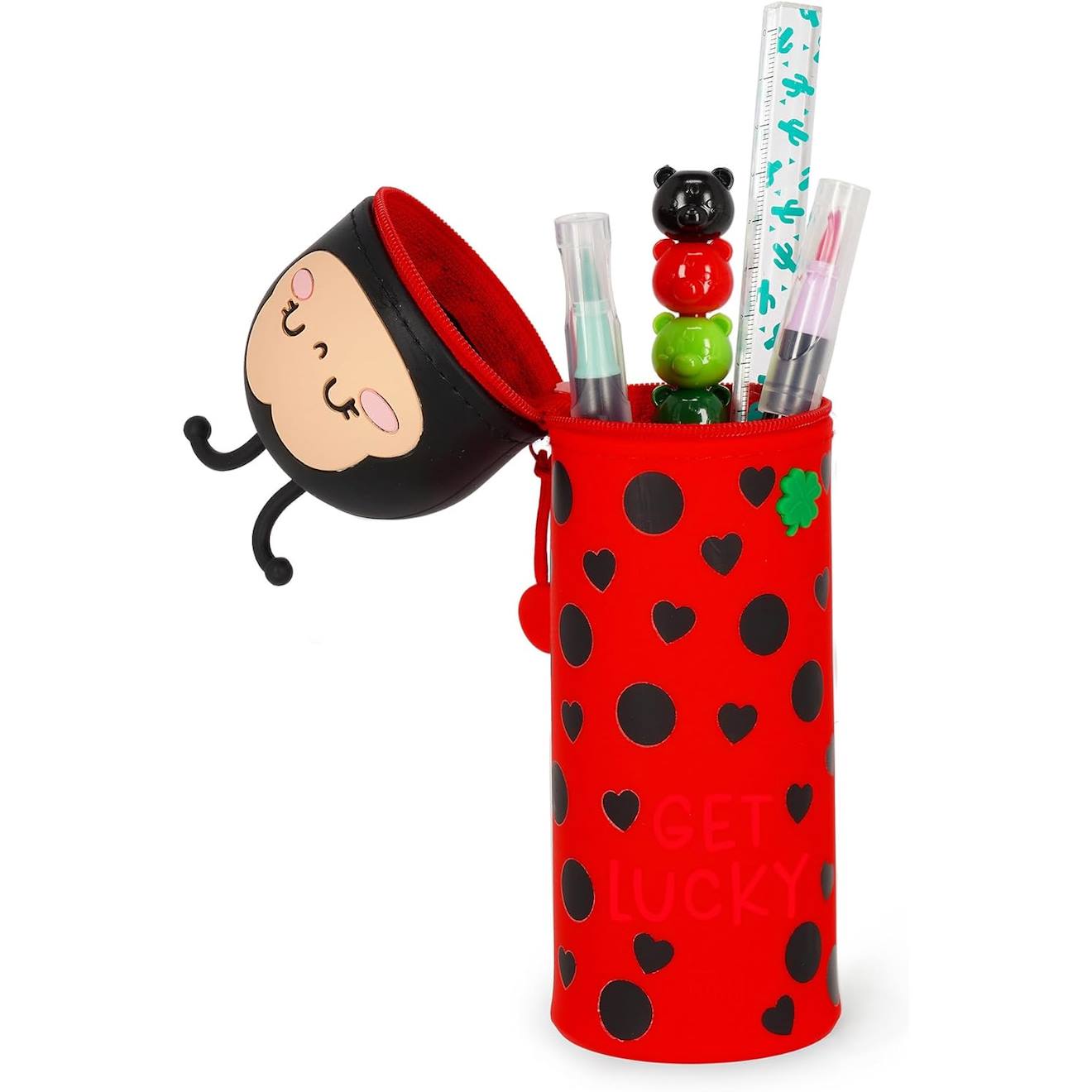 Trousse 2 En 1 En Silicone Ladybug Get Lucky Rouge