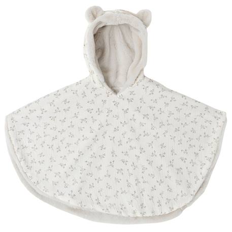 Fille-Peignoir de bain-Poncho polaire teddy olive bloom