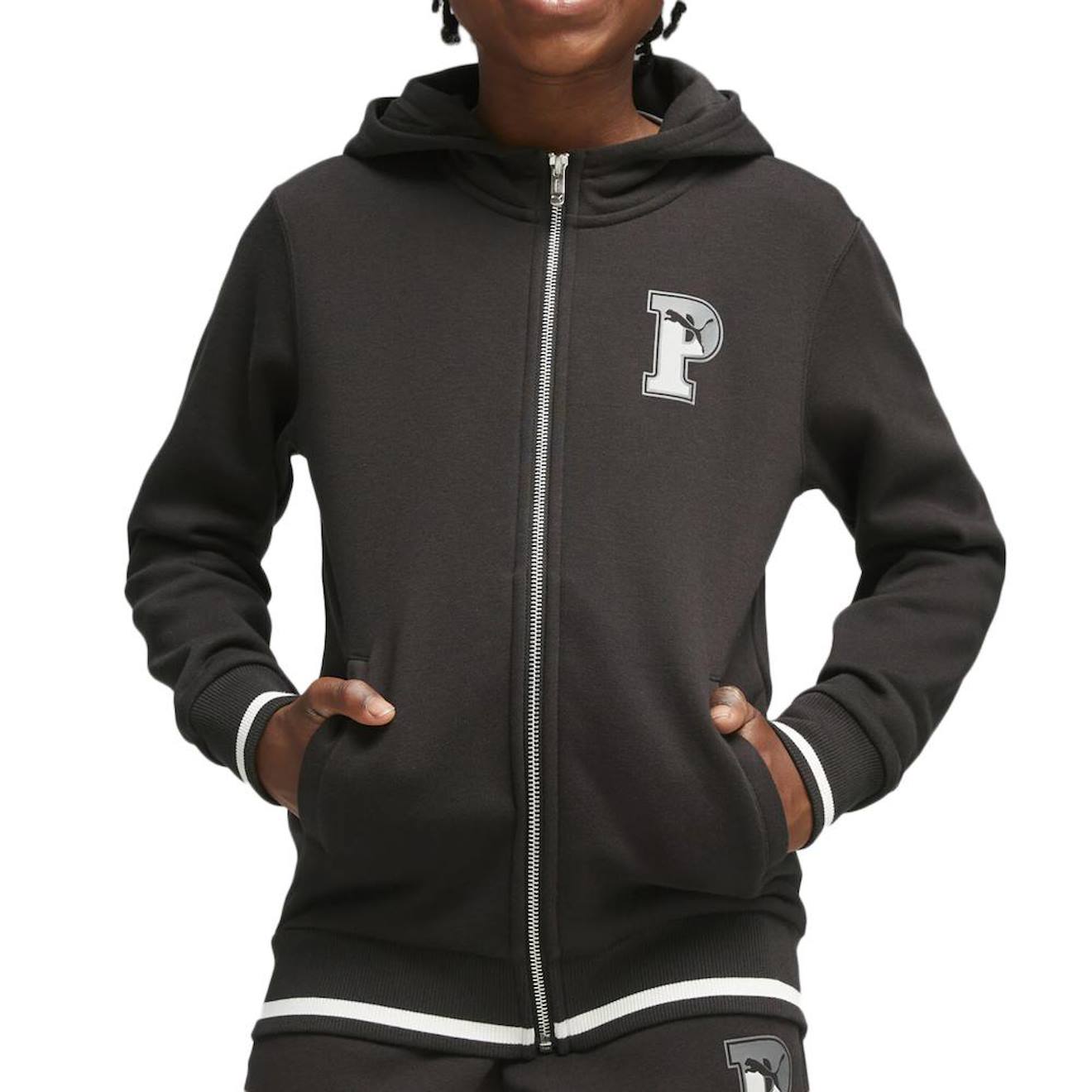 Sweat Zippé À Capuche Garçon Squad Full Noir