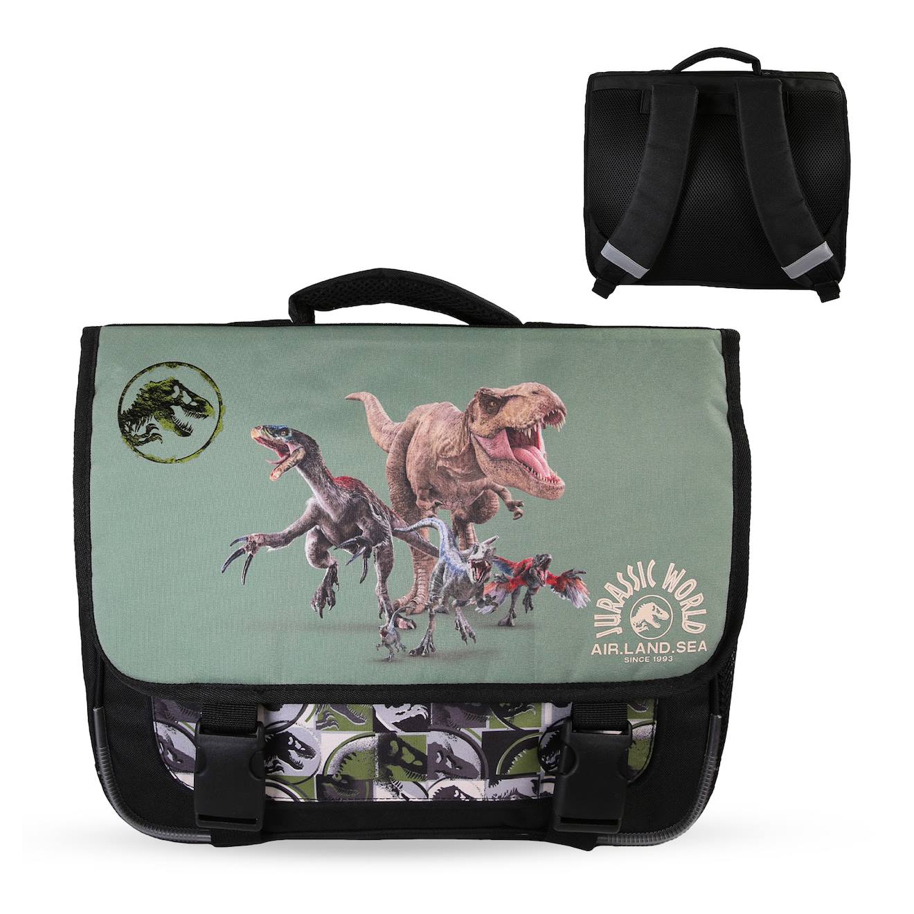 Cartable Scolaire Réversible 2 Compartiments Jurassic World - 38 Cm Vert