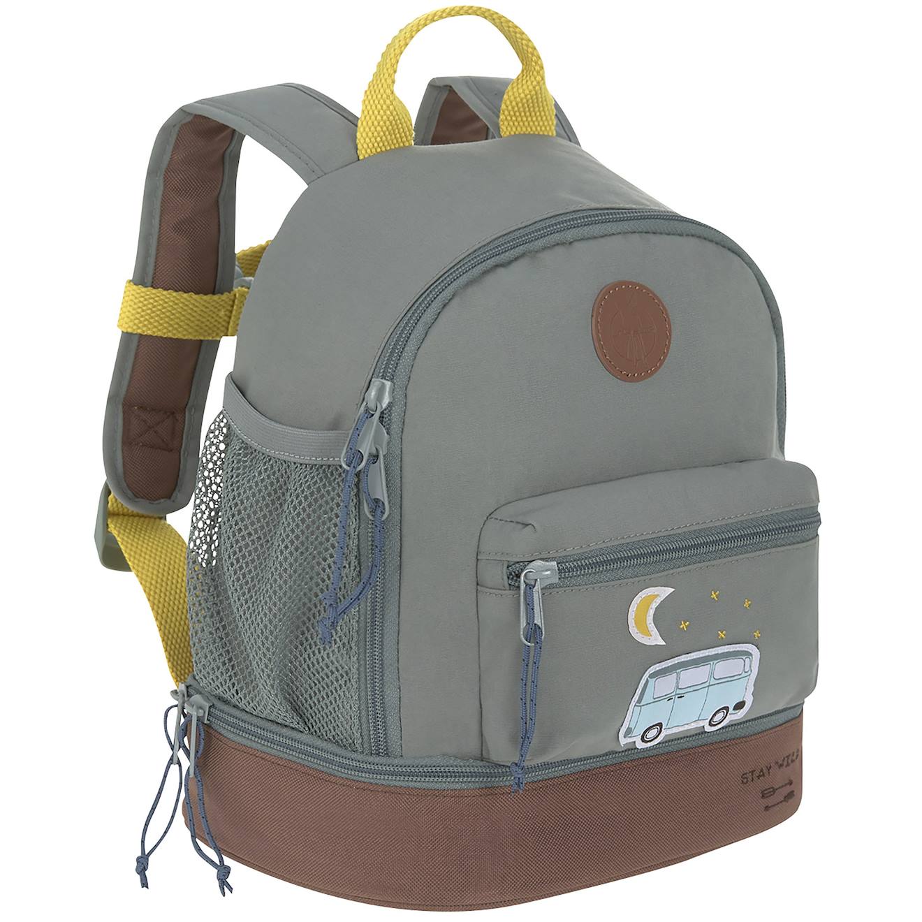 Mini Sac À Dos Carré Little Gang Khaki Clair Gris, Bleu Clair, Moutarde