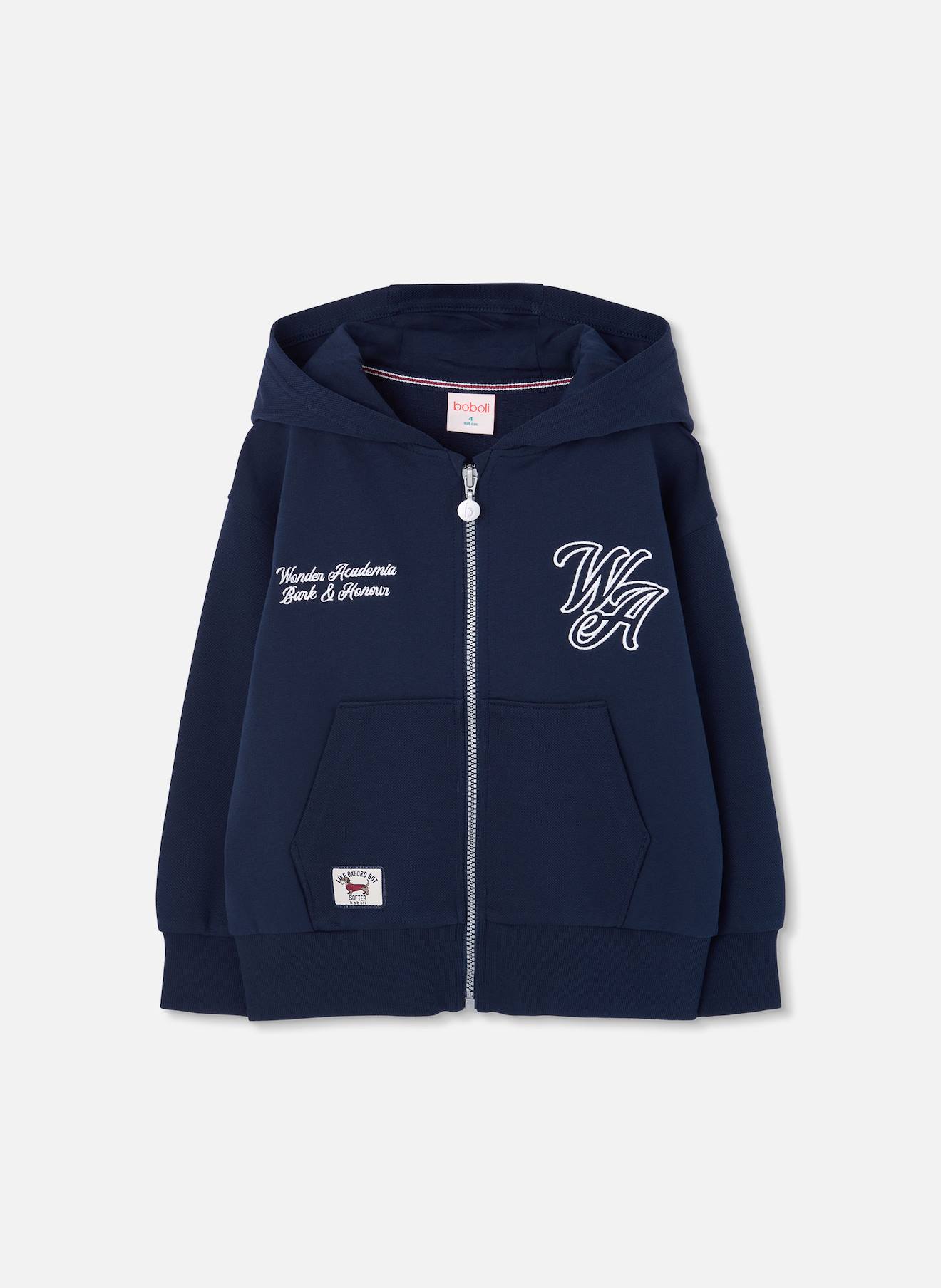 Sweat-shirt Molleton Garçon À Capuche Bleu