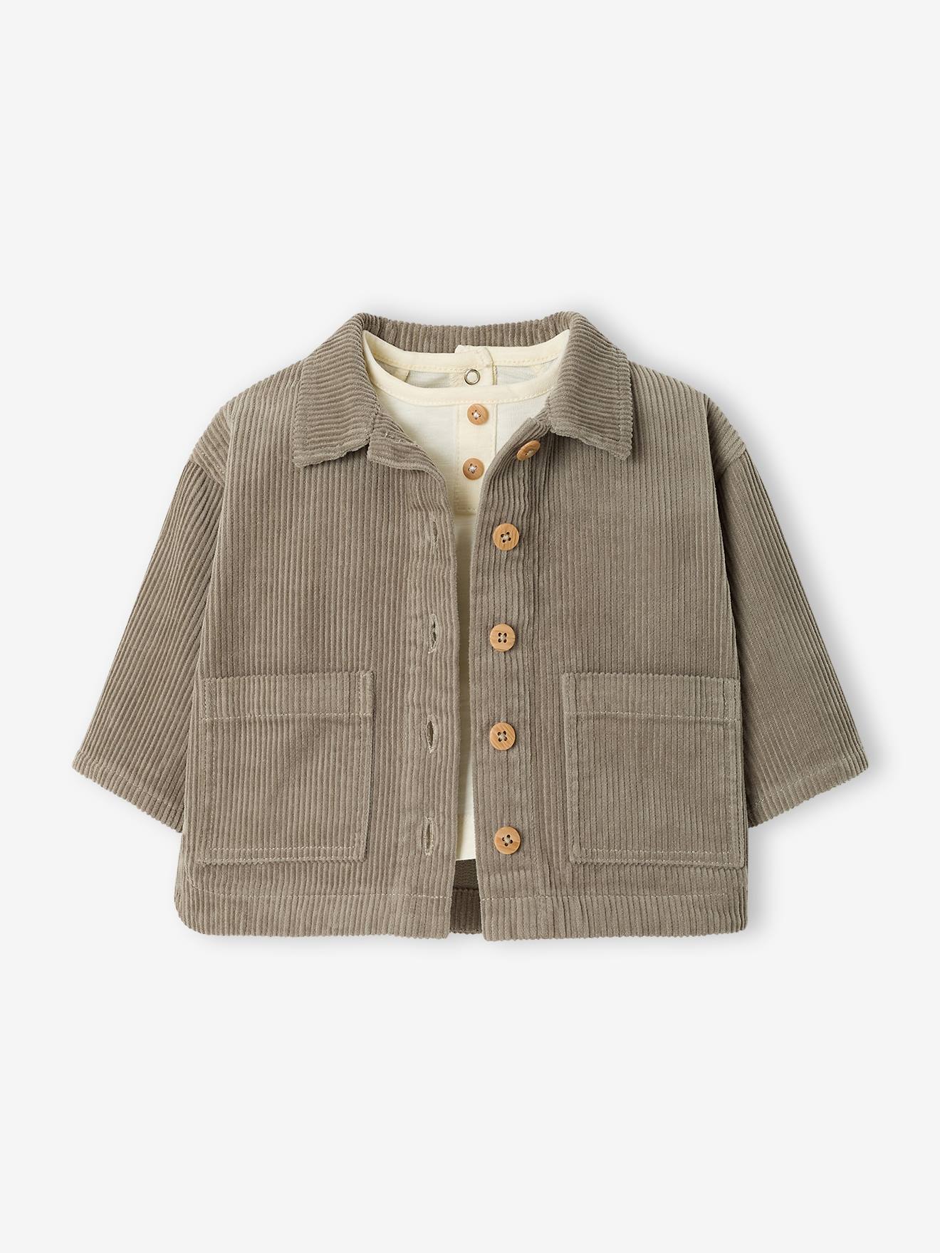 Ensemble surchemise et T-shirt bébé personnalisable kaki