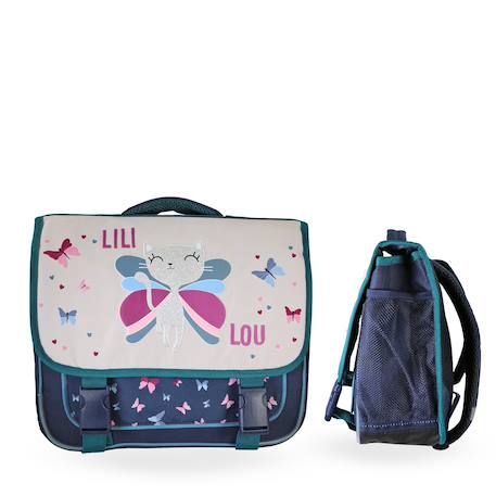 Fille-Cartable scolaire 2 compartiments Lili Lou Papillons - 38 cm