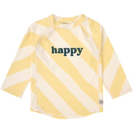 Fille-T-shirt anti-uv manches longues rayures jaune pâle et sel marin (4-5 ans)