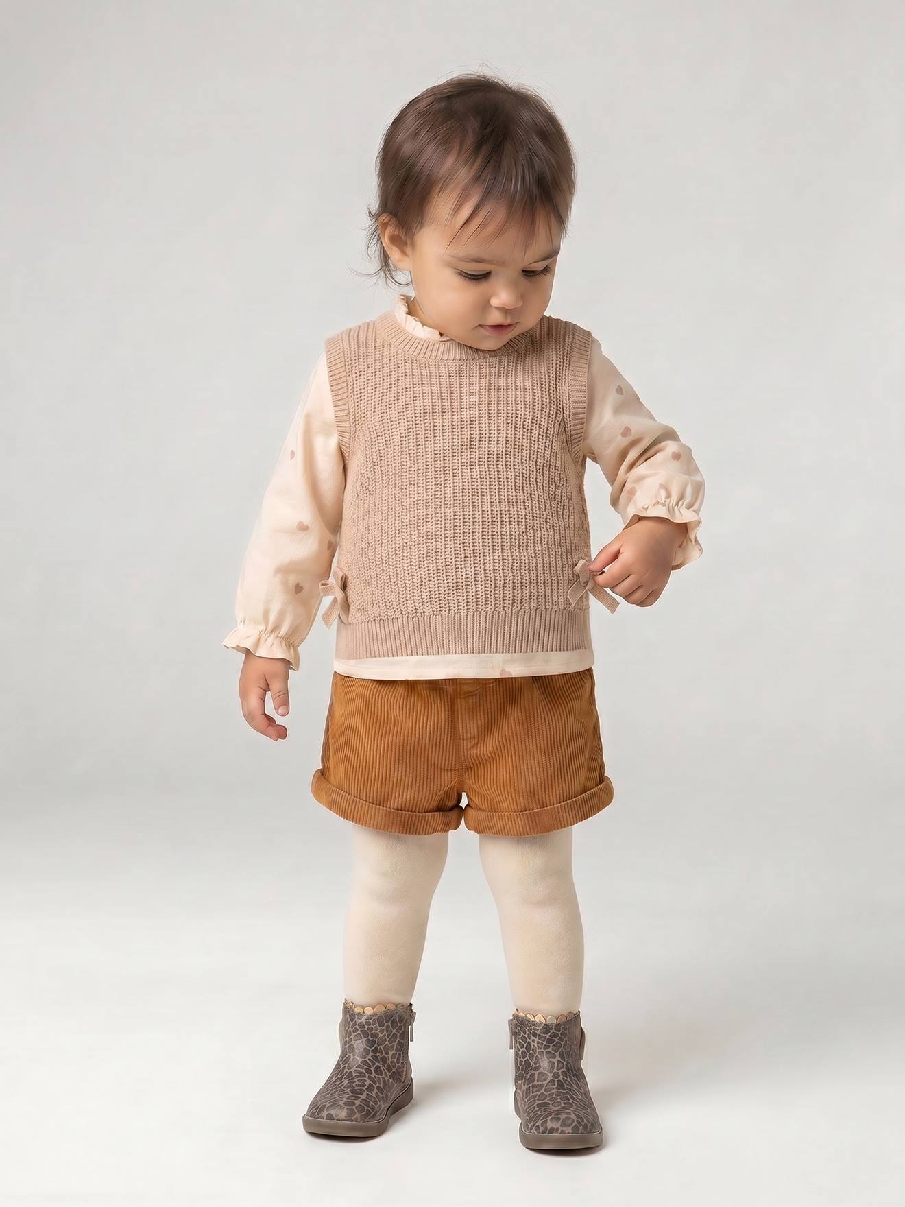 Ensemble 4 pièces bébé fille caramel