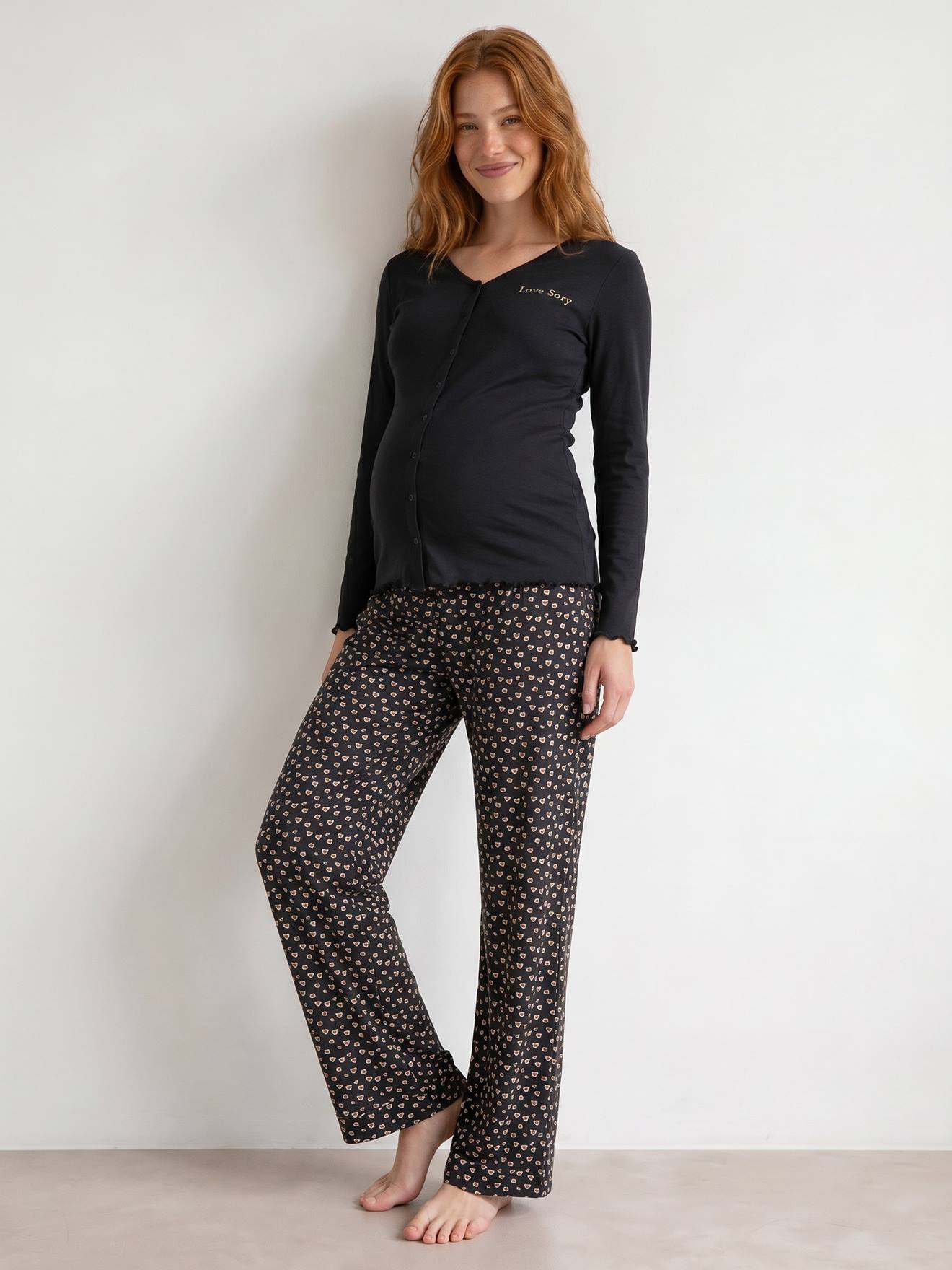 Pyjama 2 pièces allaitement anthracite