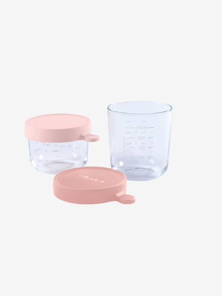 Coffret De 2 Pots De Conservation En Verre Beaba Rose Rose Fonce Beaba