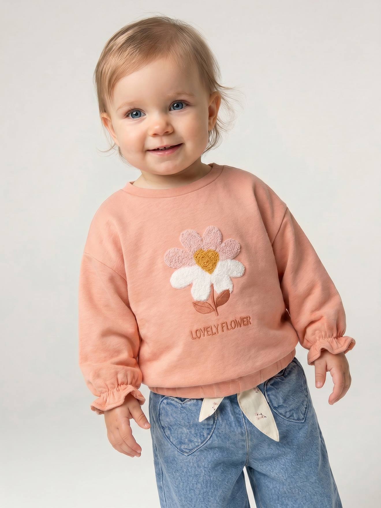 Sweat bb fille manches longues abricot 18$