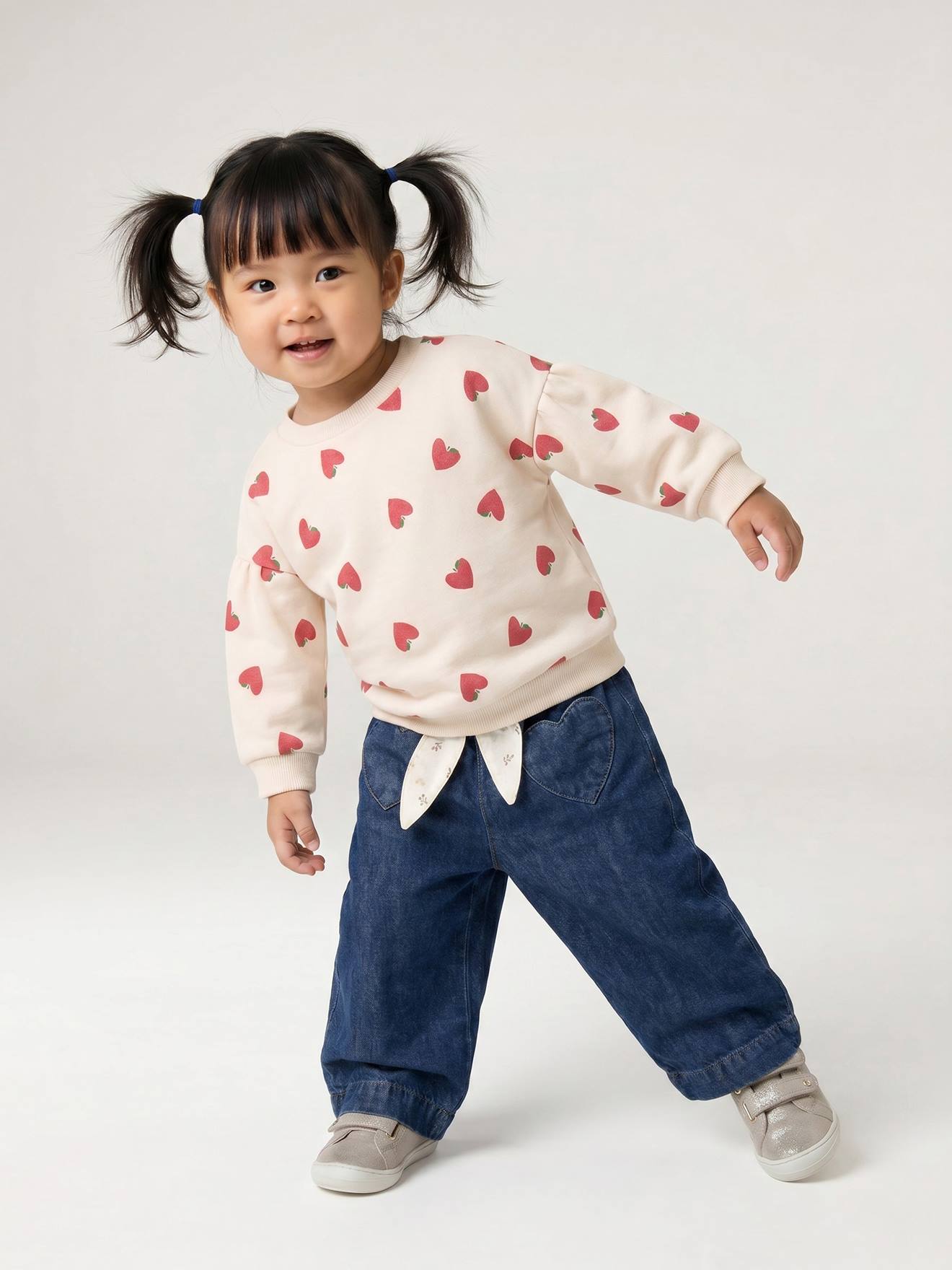 Jean large bébé avec ceinture à nouer denim brut