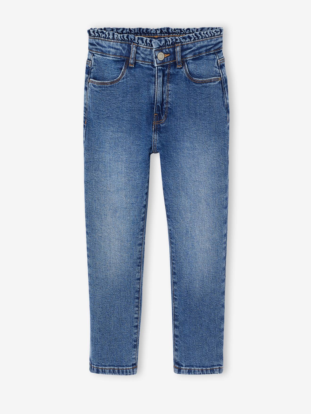 Jean slim fille morphologie large bleu moyen