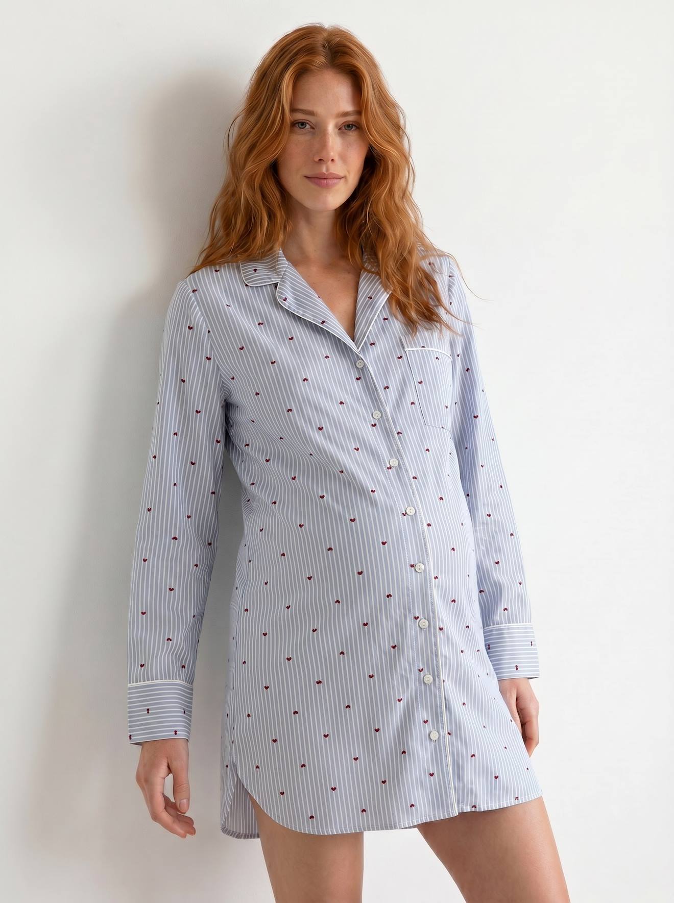 Chemise de nuit grossesse allaitement bleu ciel
