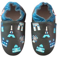 Chaussons bébé cuir souple jimmy à paris  - vertbaudet enfant