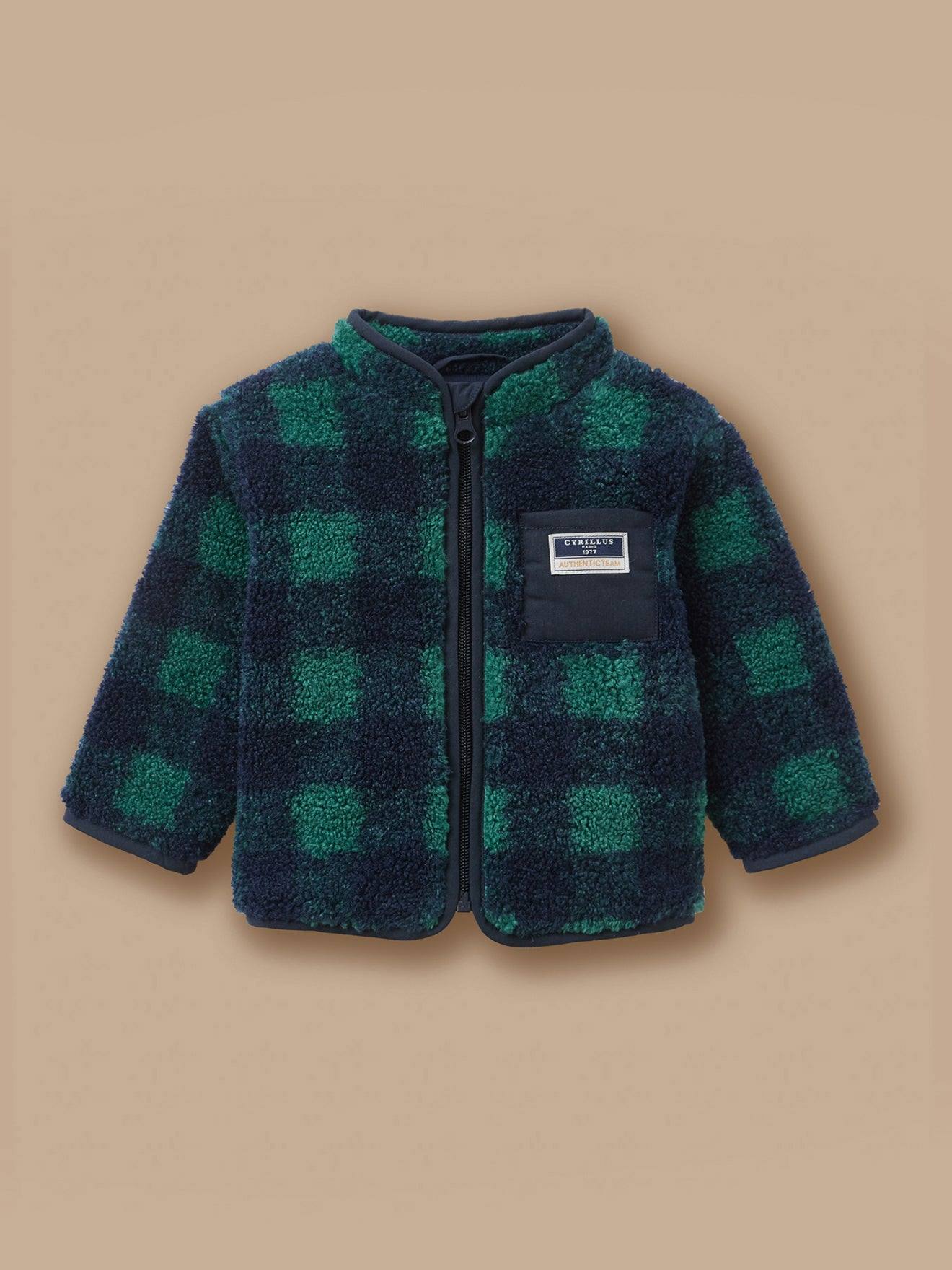 Gilet Carreaux En Sherpa Bébé Carreaux Marine/vert