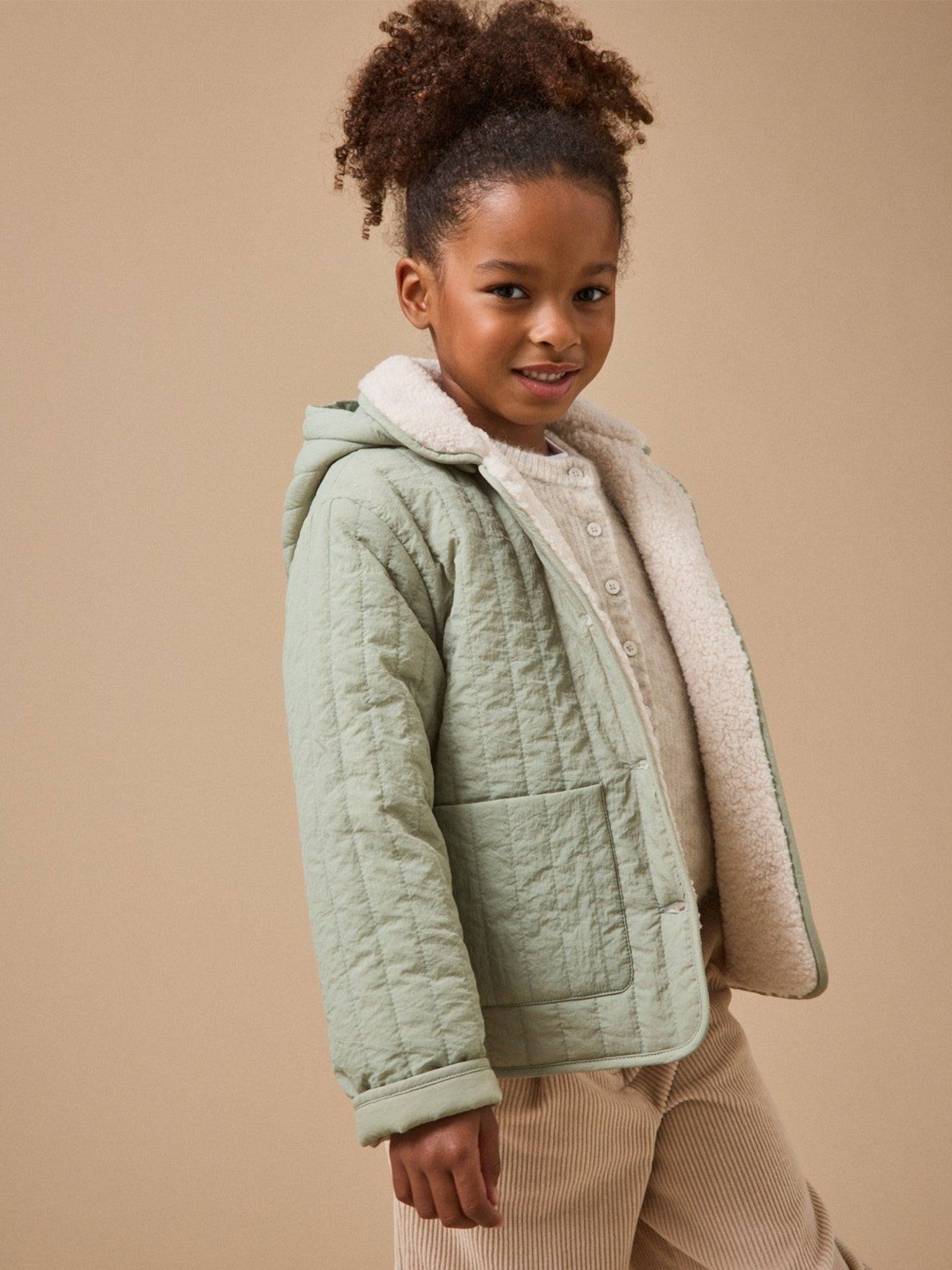 Veste Matelassée Col Sherpa Fille Vert D'eau Veste Matelassée Col Sherpa Fille Vert D'eau