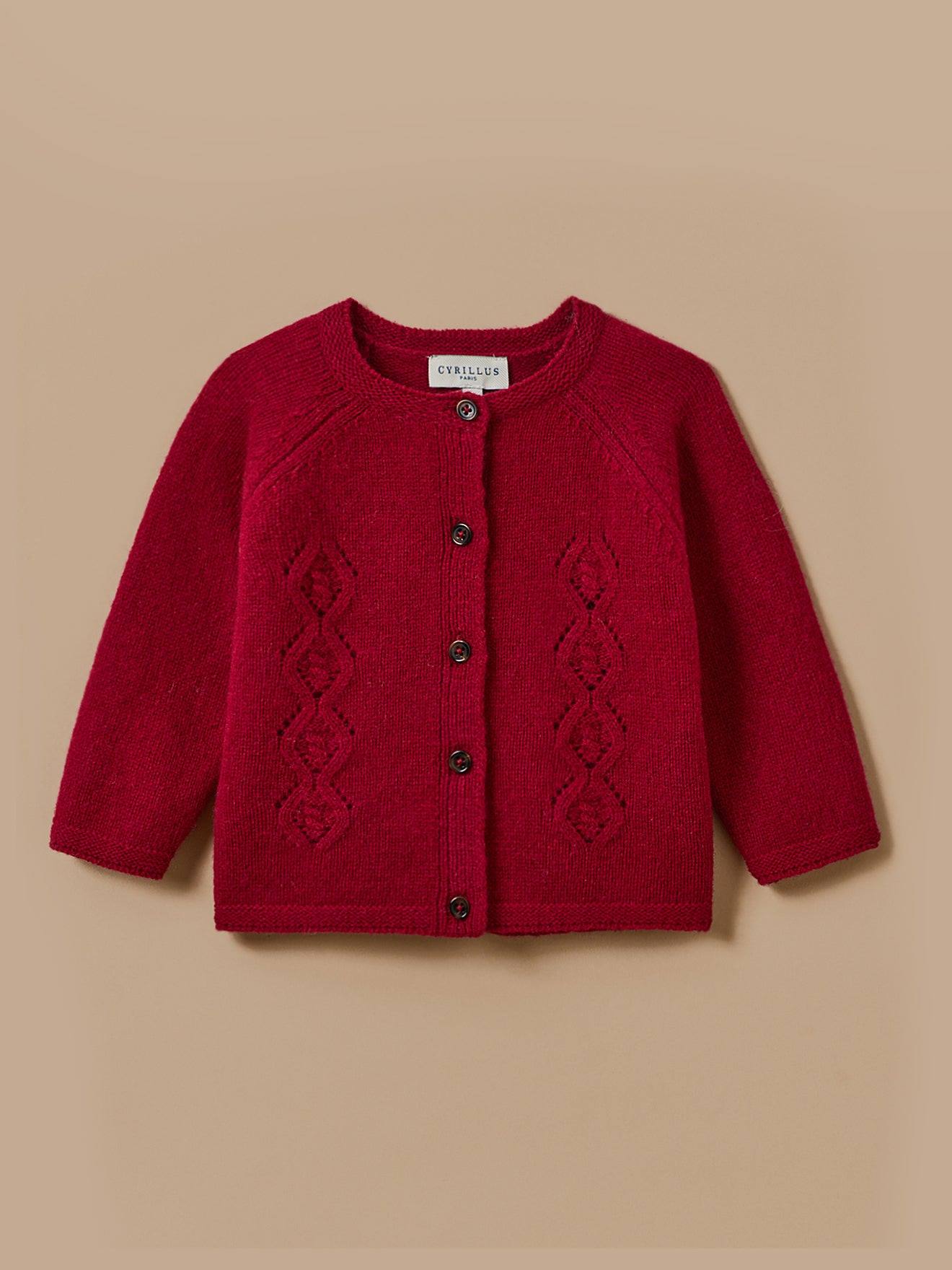 Cardigan En Laine Mérinos Bébé Framboise