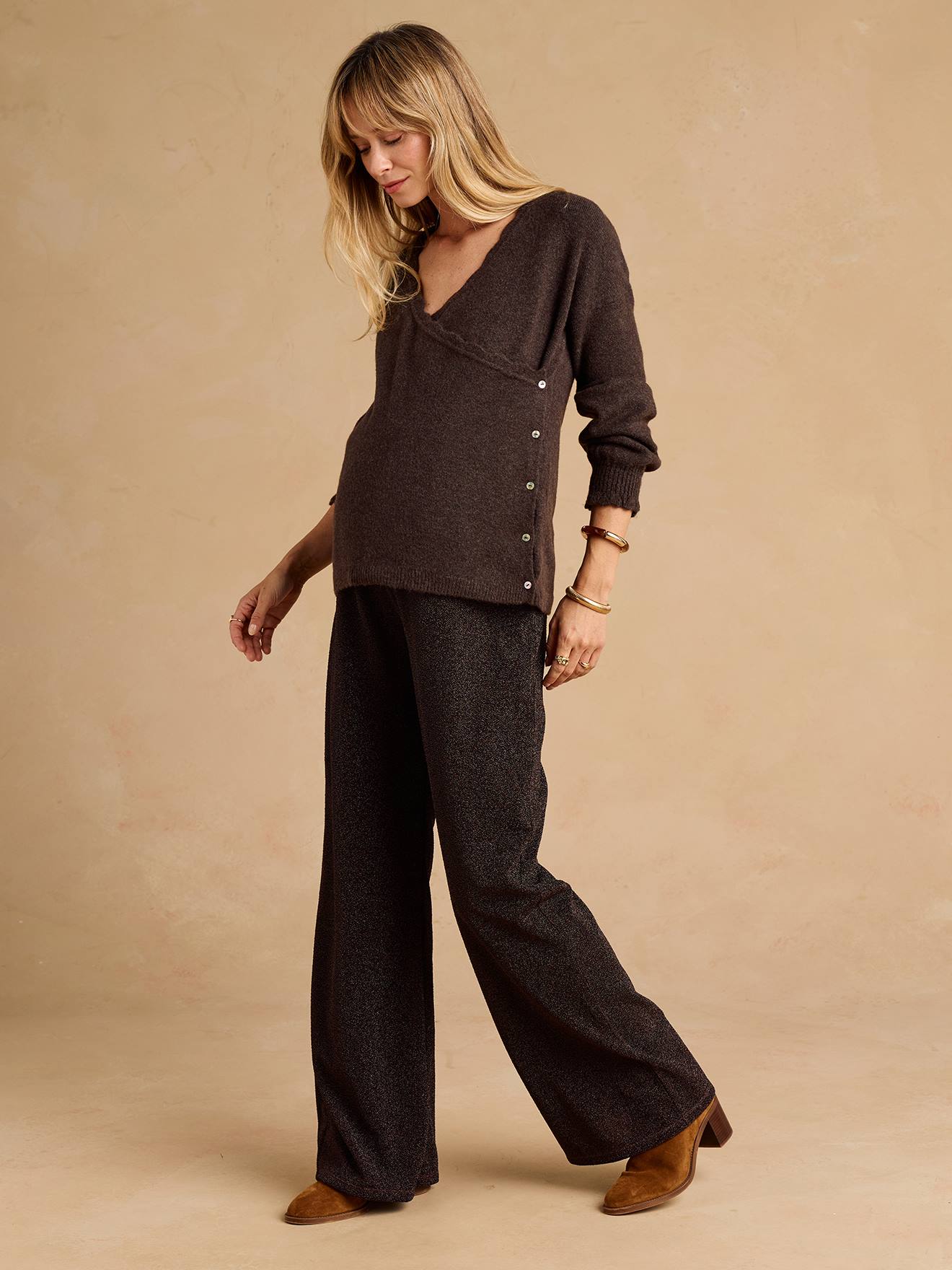Pull grossesse et allaitement chocolat