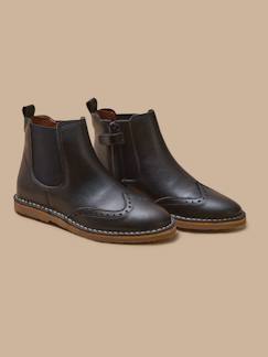 Chaussures-Boots bout fleuri fille en cuir