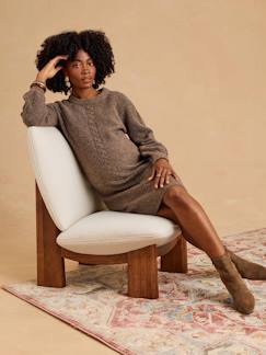 Vêtements de grossesse-Robe pull de grossesse maille torsadée