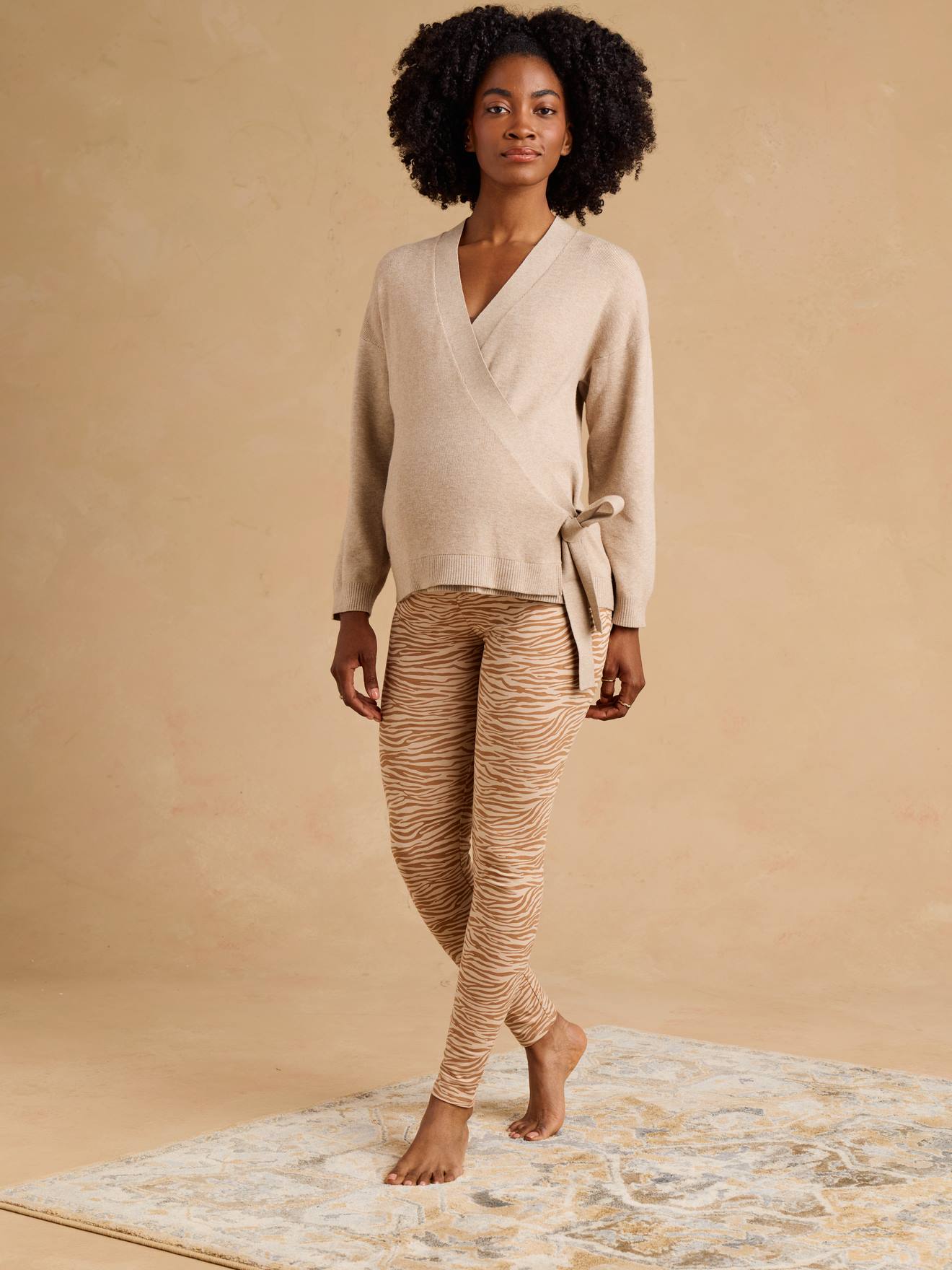 Ensemble cache coeur grossesse beige chiné