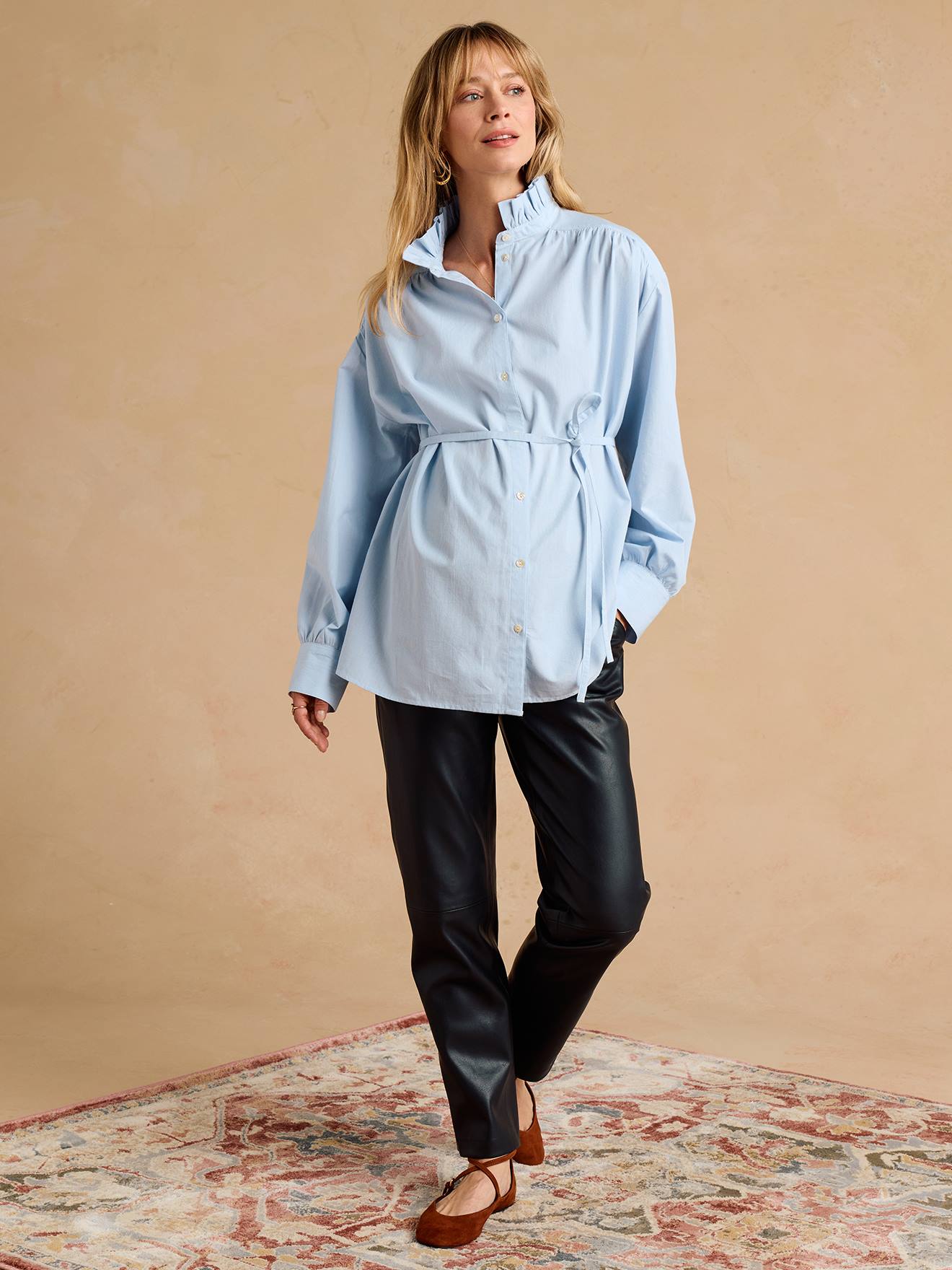 Chemise de grossesse et allaitement bleu ciel